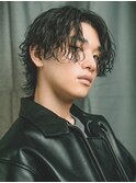 スーツ短髪ツーブロック束感モテるパーママッシュ黒髪波巻き