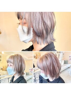 ゼロ(ZERO) 【シースルーカラー】ボブウルフ×ベージュ＆ブラック