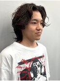 ミディアムパーマ センターパート ニュアンスパーマ 眉カット