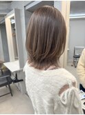 斜めバング/グレージュカラー/デザインカラー/シルキーベージュ