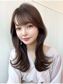 後れ毛が可愛い顔周りレイヤー/ナチュラルアッシュ/顔周り