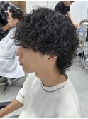 天神波巻きプードルパーマハードスパイラルマッシュメンズ強め