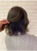 大人可愛いダブルカラーパープルブラックミニウルフ丸みショート