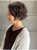 ショートボブ ボブパーマ ニュアンスパーマ グレージュカラー