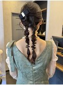 編みおろし ヘアセット 岡山 前髪カット 透明感カラー