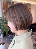 調布ショートヘア顔周りレイヤーカットダブルカラーショートボブ