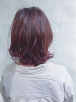 ムウ 難波(MOU)&nbsp;ハッシュカットフルバング似合わせカットレッドブラウン20代30代