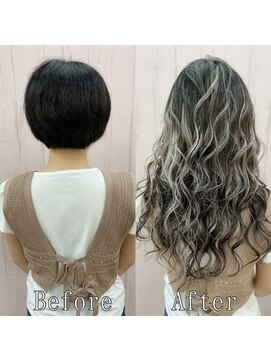 あるじゃんすー 横浜店 ブラック×パールシルバー#シールエクステ#小顔ヘア#横浜