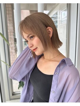 レイリー 原宿 表参道(Rayreee) ぷつっとボブ/切っぱなし/ミルクティーベージュ