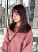レッドピンク/暖色系カラー/レイヤーカット