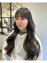 ロングレイヤー小顔カット 2wayバング 韓国へア髪質 改善