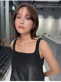 愛されロングボブ顔まわりレイヤーチョコレート