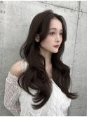 透明感グレージュカラー/ロングレイヤー/韓国くびれヘア/学割