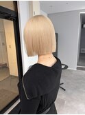 小顔ショートボブ透明感ブリーチなしホワイトミルクティー