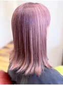 20代30代髪質改善カラーピンクベージュ毛先パーマ透け感
