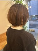 大人ラフウェーブ20代30代40代ボブブラウンスウィングショート