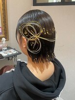 ナンバー ジルバ 立川(N° jillva)&nbsp;成人式結婚式パーティーヘア水引ヘアアレンジ外ハネボブ立川