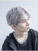 フェザーマッシュショートウルフホワイトシルバーカラー