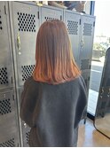 大人可愛いオレンジ裾カラーストレートロブ20代30代40代