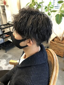 モワ 仙台(Mois) マッシュパーマアッシュブラック/ハイライト/髪質改善/仙台