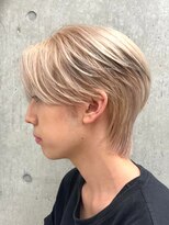毛流れセンターパートニュアンスパーマミルクティーベージュ
