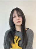 【oasisオグラ】ロングウルフフェイスレイヤー暗髪グレージュ