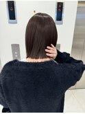 切りっぱなしスッキリ薄めボブツヤカラーシースルーハイライト