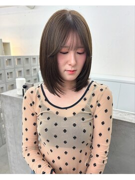 ノク 渋谷(nok) レイヤーボブ オリーブベージュ_ミニウルフチェリーブラウン