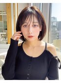 ひし形ボブ ワンレンボブ 前下がりボブ シースルーバング 顔周り
