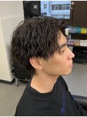 爽やか無造作ビジネスツーブロックツイストスパイラルパーマ