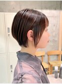 透明感カラー ボブ 前髪 ショート カラー ブリーチ&ダブルカラー