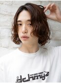 メンズボブメンズミディアムパーマスパイラルパーマルーズパーマ