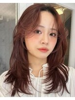 パザパ 成沢店(pa.za.pa.)&nbsp;韓国風ミディアムレイヤー/ピンクブラウン/20代30代40代