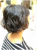 大人かわいい/無造作/デジパ/小顔/ショートボブ/40代50代60代