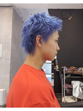 フラッグヘアー 博多駅前店(Flag HAIR) ネイビーカラー ブリーチ メンズ メンズカット ヘッドスパ