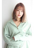 ルー ハナレ(Luu HANARE)&nbsp;切りっぱなし外ハネミディアムボブ♪ピンクショコラベージュ