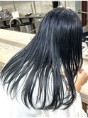 ブルーブラック透明感カラーくすみカラーワンカラーブリーチなし