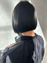 ノス 表参道(NOOS)&nbsp;グレーベージュ黒髪レイヤーロング アッシュブラック前髪パーマ