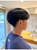 センターパートメンズマッシュパーマニュアンスパーマ刈り上げ