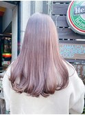 ミルクベージュフェザーバングくびれミディゆるふわカール