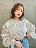 韓国風レイヤーカット外ハネボブワイドバングホワイトブロンド