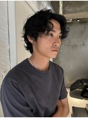 メンズパーマ/センターパート