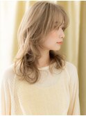 艶感ホワイトブロンドデジタルパーマロングウルフY越谷20代30代