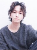 波巻きパーマ　アップバング　ウルフヘアー