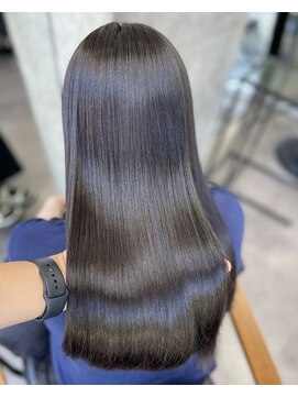 オフブラック/髪質改善/艶髪/縮毛矯正/前髪カット/南堀江