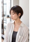 前髪シースルー耳掛け小顔丸み美人ショートボブ