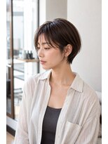 バグズ ヘアデザイン 桔梗が丘店(Baguz HAIR DESIGN)&nbsp;前髪シースルー耳掛け小顔丸み美人ショートボブ