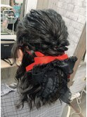 リボンハーフアップ