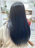 20代30代大人かわいい艶感ブルーアッシュインナカラーロング