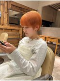 オレンジカラー20代30代40代ハイライトブリーチダブルカラー立川